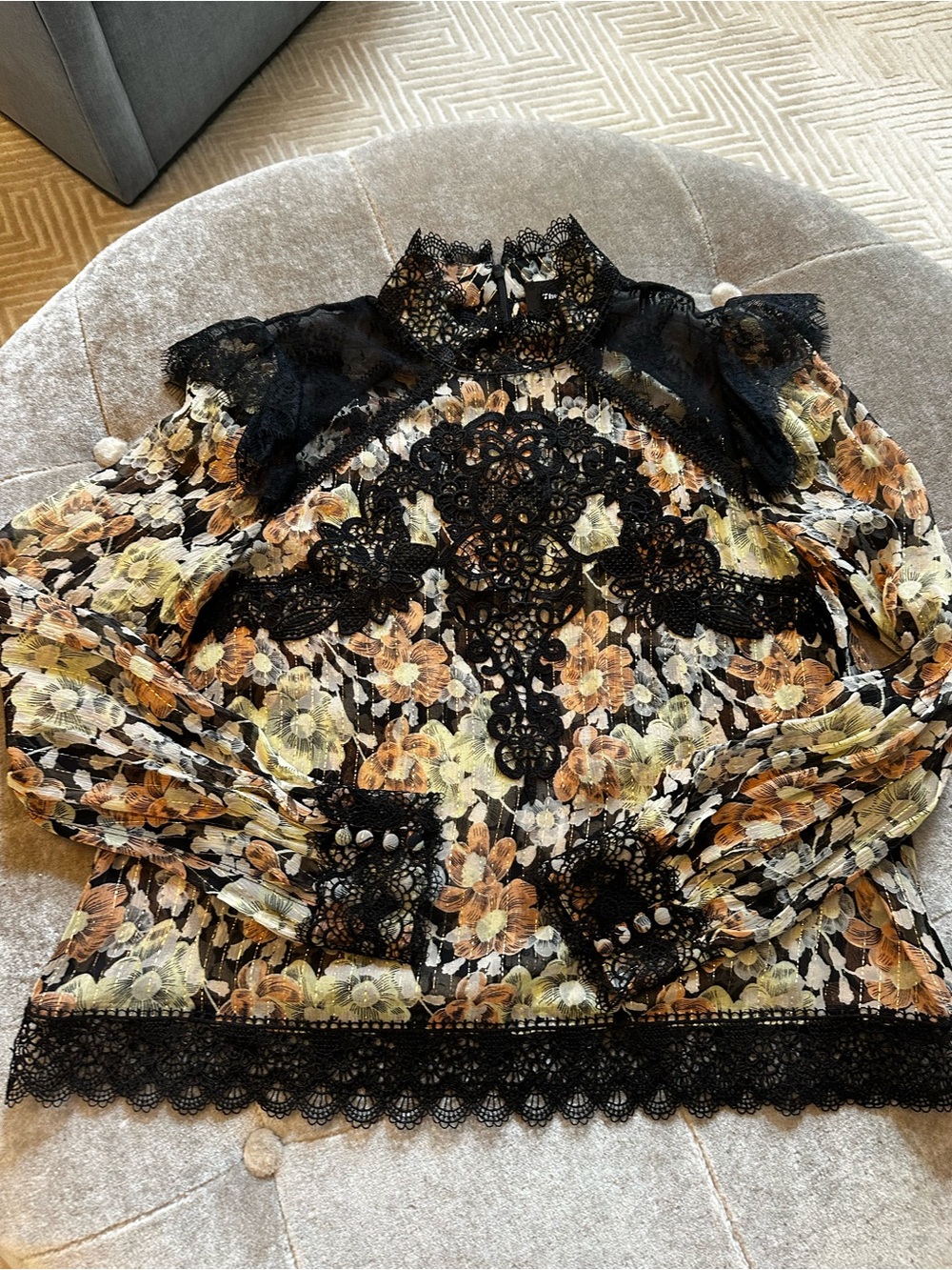 The Kooples Black Sheer Floral Lace Blouse - Picture 4 of 7